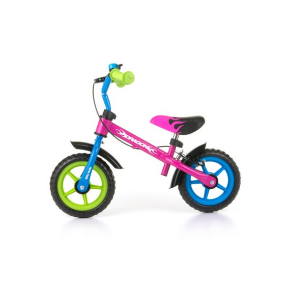 Detské cykloodrážadlo Milly Mally Dragon s brzdou 10" - multicolor