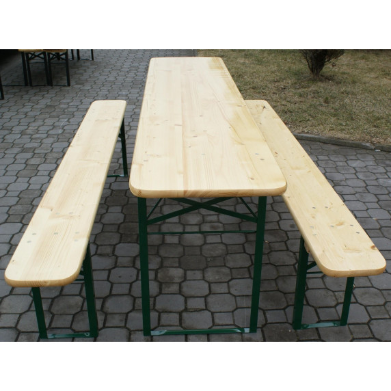 InGarden Skladací turistický stôl 180 x 46 x 77 cm + 2 lavice 180 x 23 x 47 cm