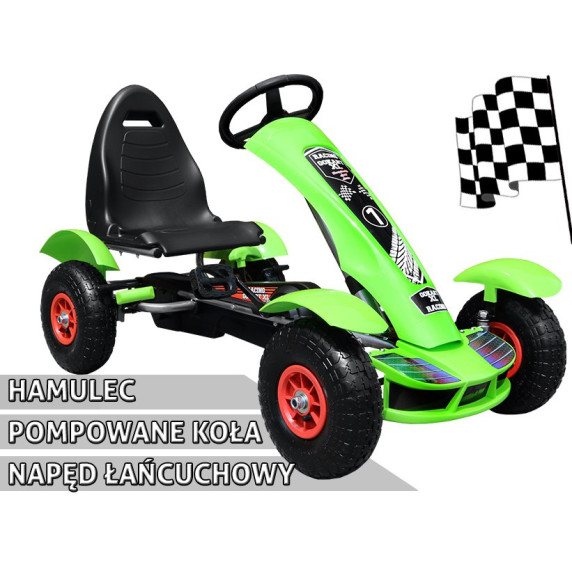 Pedálová motokára GoKart Racing XL - zelená