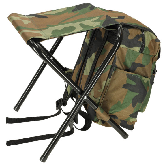 Kempingová skladacia stolička s batohom 2v1 - kamufláž