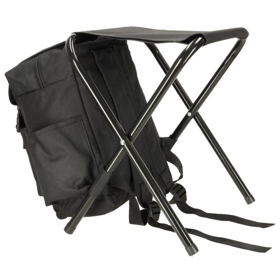 Kempingová skladacia stolička s batohom 2v1 - čierna