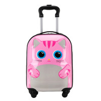 Detský cestovný kufrík na kolieskach - mačka ružová 
