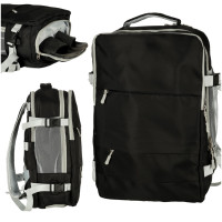 Cestovný batoh, príručná batožina do lietadla s otvorom pre USB kábel 45 x 16 x 28 cm - čierny 