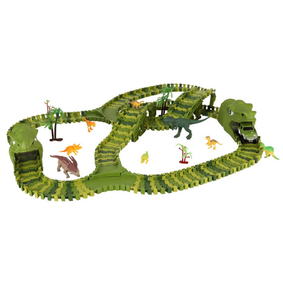 Pretekárska dráha s autíčkom a figúrkami dinosaurov 240 prvkov