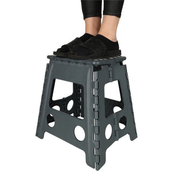 Skladacia stolička s protišmykovým povrchom 39 cm - tmavosivá