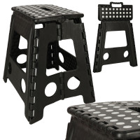 Skladacia stolička s protišmykovým povrchom 39 cm - čierna 