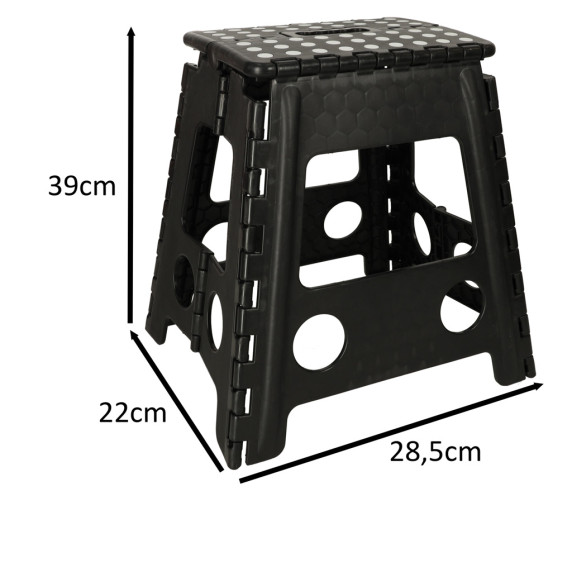 Skladacia stolička s protišmykovým povrchom 39 cm - čierna
