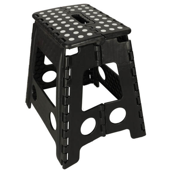 Skladacia stolička s protišmykovým povrchom 39 cm - čierna