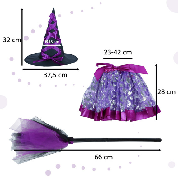 Kostým čarodejnice 3 kusy - fialový