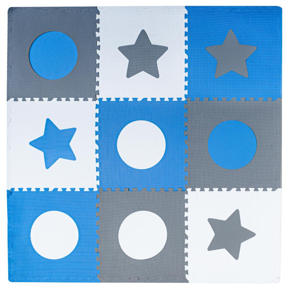 Penová podložka puzzle 9 kusov Inlea4Fun - sivá/modrá