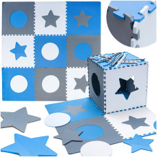 Penová podložka puzzle 9 kusov Inlea4Fun - sivá/modrá 
