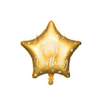 Fóliový balón v tvare hviezdy s nápisom Happy Birthday 40 cm - zlatý 