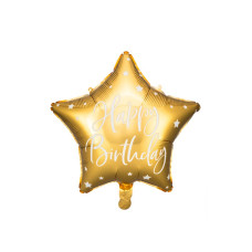 Fóliový balón v tvare hviezdy s nápisom Happy Birthday 40 cm - zlatý Preview