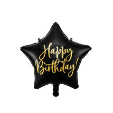 Fóliový balón v tvare hviezdy s nápisom Happy Birthday 40 cm - čierny Preview