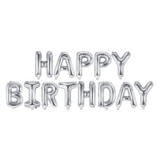 Fóliový balónik, nápis Happy birthday 340 x 35 cm - strieborný Preview