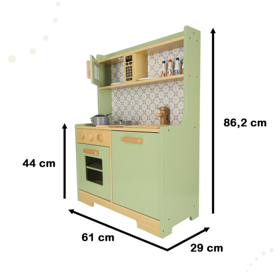 Detská drevená kuchynka 65 cm Inlea4Fun PROVANCE - mätová