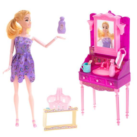 Bábika s toaletným stolíkom, šatami a príslušenstvom Inlea4Fun GIRL WORLD