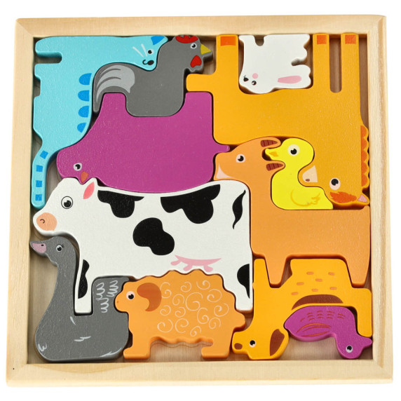 Drevené puzzle Hospodárske zvieratká 12 dielikov Inlea4Fun