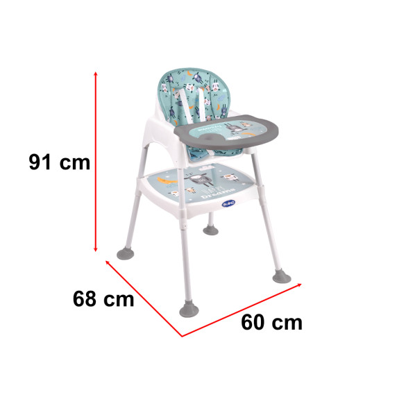 Multifunkčná jedálenská stolička 3 v 1 - zelená