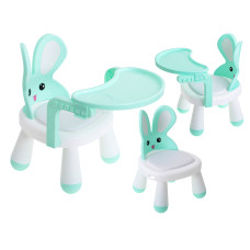 Multifunkčná jedálenská stolička v tvare zajačika 2v1 - zelená Preview