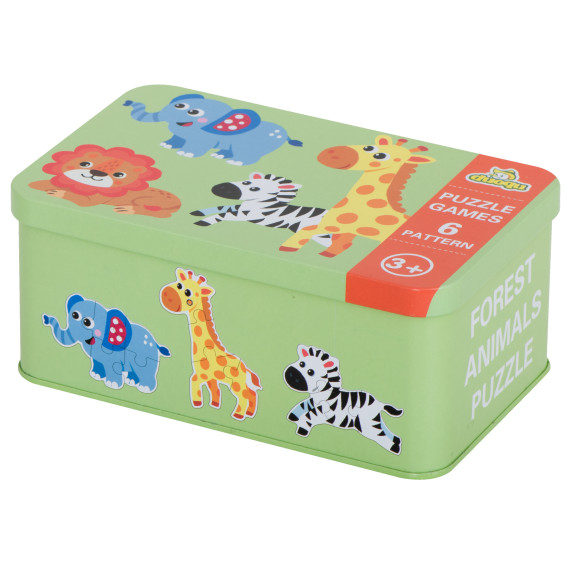 Puzzle safari zvieratká v kovovej krabice 25 prvkov