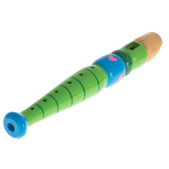 Drevená flauta 20 cm - modrá/zelená
