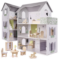 Drevený domček pre bábiky 70 cm WOODEN DOLLHOUSE 