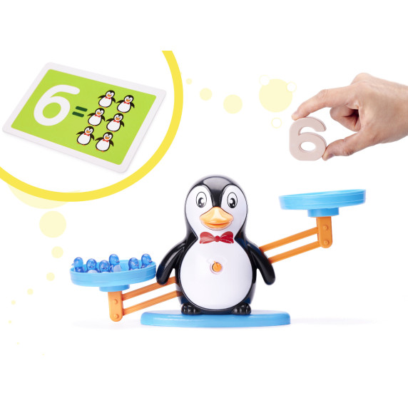 Vzdelávacia hračka, matematická pomôcka váha Inlea4Fun COUNTING PENGUINS - tučniak