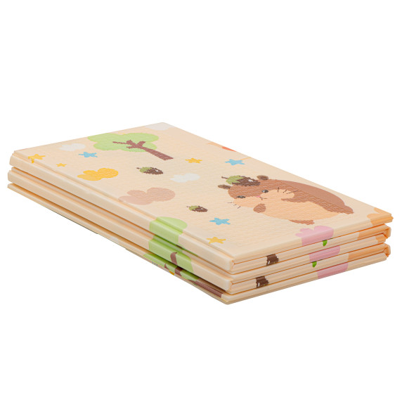 Detská obojstranná skladacia penová podložka 195 x 150 cm - medvedík/ježko