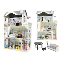 Drevený domček pre bábiky s nábytkom a LED osvetlením 122 cm Inlea4Fun 