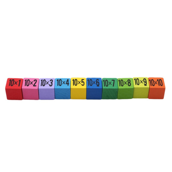 Drevená násobilka 100 farebných kociek Inlea4Fun