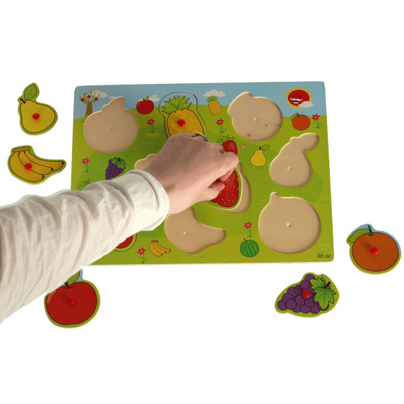 Drevená vkladačka - puzzle s rúčkami 9 dielikov Inlea4Fun - ovocie