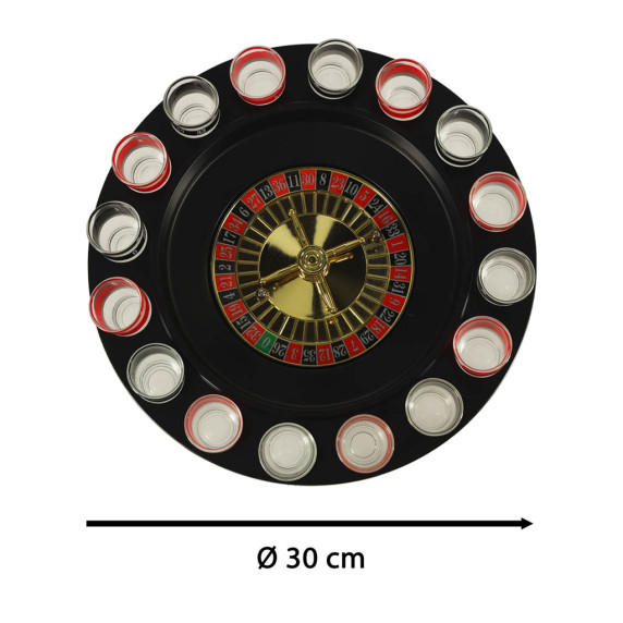 Spoločenská hra alkoholová ruleta so 16 štamperlíkmi Drinking Roulette Set