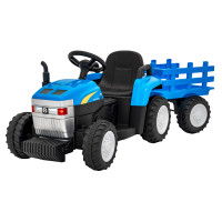 Detský elektrický traktor s vlečkou New Holland T7 - čierny/modrý 
