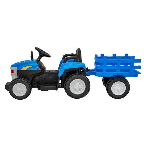 Detský elektrický traktor s vlečkou New Holland T7 - čierny/modrý