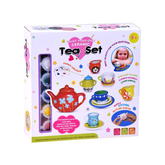 Detská kreatívna čajová súprava na maľovanie Inlea4Fun TEA SET