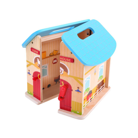 Drevený skladací domček so zvieratkami Kids Toyland FARM