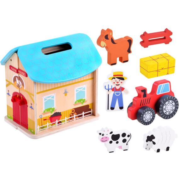 Drevený skladací domček so zvieratkami Kids Toyland FARM