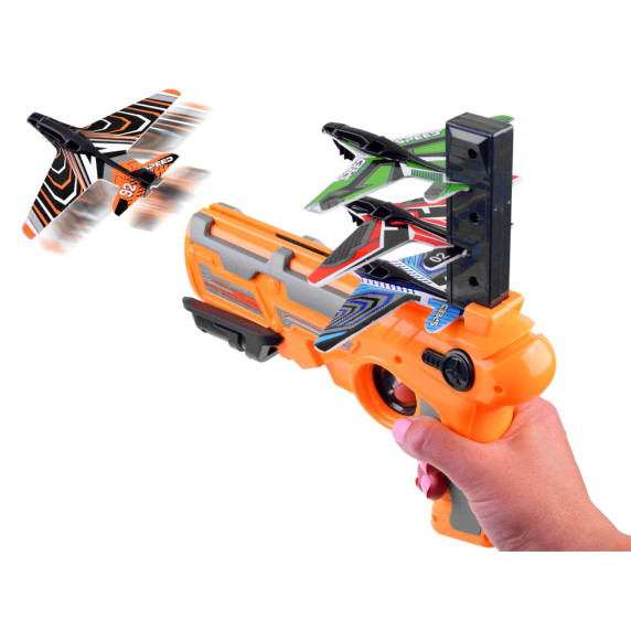 Detská pištoľ odpaľovač lietadiel Inlea4Fun AIR BATTLE - oranžový