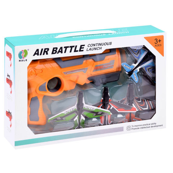 Detská pištoľ odpaľovač lietadiel Inlea4Fun AIR BATTLE - oranžový