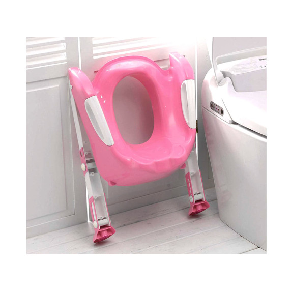Detské sedadlo na WC so schodíkom Inlea4Fun TEDDIE - ružové