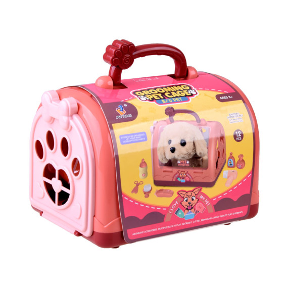 Interaktívny plyšový psík s nosičom, salón krásy Inlea4Fun GROOMING PET CAGE