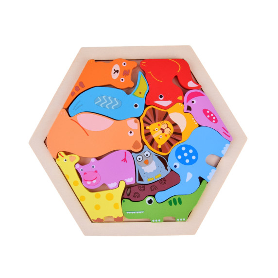 Drevené puzzle Zvieratká zo ZOO 13 dielikov Inlea4Fun