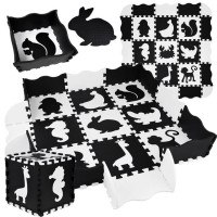 Penová podložka puzzle 16 kusov Inlea4Fun - čierna/biela 