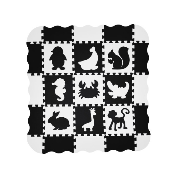 Penová podložka puzzle 16 kusov Inlea4Fun - čierna/biela