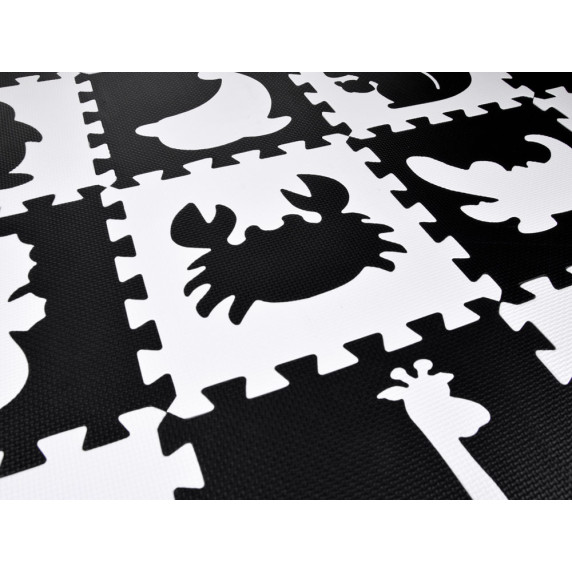 Penová podložka puzzle 16 kusov Inlea4Fun - čierna/biela