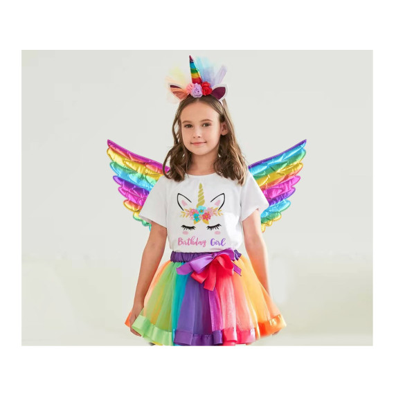 Detský kostým jednorožca s krídlami Inlea4Fun RAINBOW UNICORN