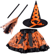 Detský kostým čarodejnica s doplnkami Inlea4Fun - oranžový Preview
