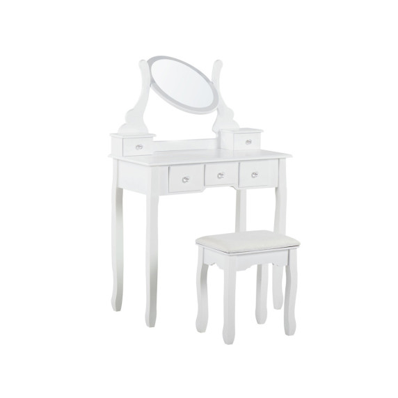 Toaletný stolík s taburetkou Inlea4Fun ZA4827 - biely