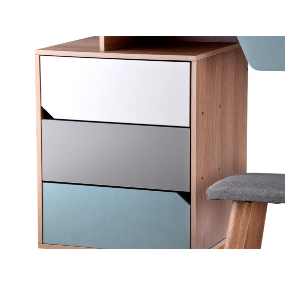 Toaletný stolík so zrkadlom, taburetkou a farebnými zásuvkami Inlea4Fun